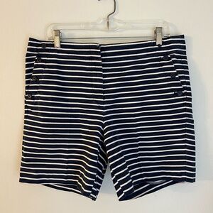 Talbots Blue and White Flat Front Shorts